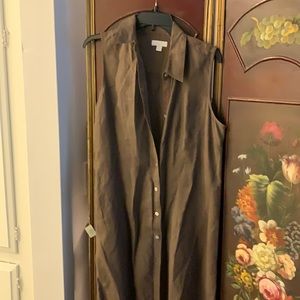Olive green maxi shirt dress or vest